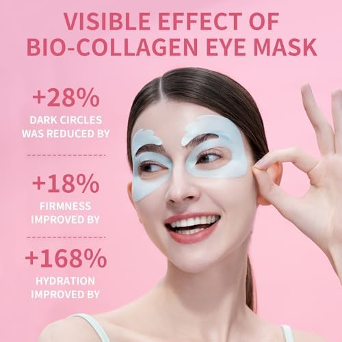 Bio-Collagen OK Eye Mask, Firming & Hydrating Under Eye Patches for Puffy Eyes and Dark Circles, Deep Moisturizing & Soothing Eye Mask for Women and Men - 6 Pairs, Mystery White