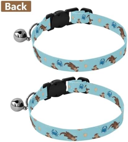 Cute Brown Otters Cat Collar 2 Pack Collars for Cats Adjustable Length 10.6" to 17.1"