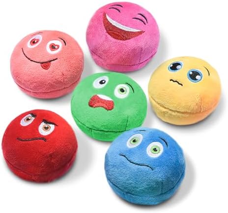 Squeaky Dog Toys, Stuffed Plush Puppy Toy Balls to Keep Them Busy, (6 Pack) Interactive Funny Pet Ball with Squeaker for Puppies Small Breed Dogs