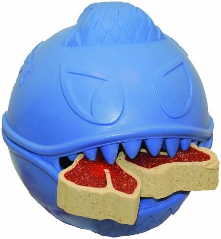 Jolly Pets Monster Ball Bouncing Treat Dog Toy, 3.5 in, Blue