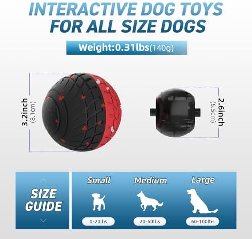 HETOO Smart Interactive Dog Ball, Remote Control Moving Dog Toys, 3.2 Inch