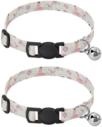 2 Pack Cats Collar Ballerinas Tutus Cat Collar with Bell, Adjustable Length 10.6" to 17.1"