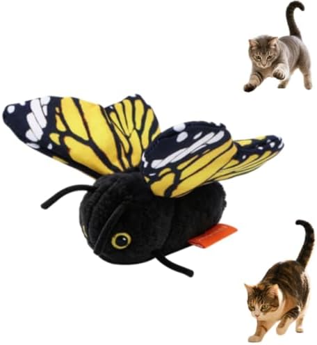 Smart Sensing Automatic Flapping Butterfly Cat Toy, Interactive Electric Pet Play Toy, Realistic Wing Motion Encourages Stalking, Rechargeable Self Play Stimulating Motion Activate，Gold