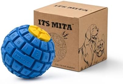Squeaky Dog Toy Ball, Keyboard-Shaped Chew Toy for Teeth Cleaning, Durable Natural Rubber for Aggressive Chewers, Interactive Dog Toys for Medium & Large Dogs (Royal Blue, Medium(2.6''))