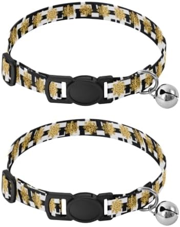 2 Pack Pet Collars Snowflakes Black White Bell Collar for Small Dogs, Adjustable Length 10.6" to 17.1"