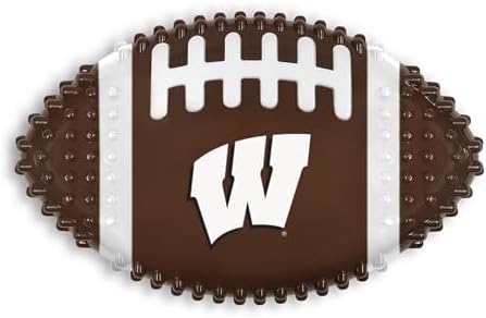 NCAA Wisconsin Badgers Mega-Chew Hard Nylon Bacon-flavored Dog Bone Football Chew Toy. Interactive Tasty & Fun Dog Chew Toy. Indestructible Strong Durable Tough Dog Toys for Aggressive Chewers