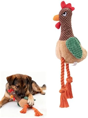 Plush Chicken Dog Toy with Squeaker and Rope Legs for Small Dogs