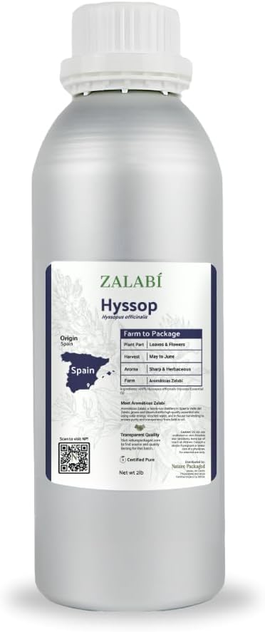 Hyssop Essential Oil - Direct from Aromáticas Zalabí Spain - Steam Distilled - Aceite de Hisopo for Aromatherapy, Massage, Diffuser, DIY Candle and Soap Making - 15ml