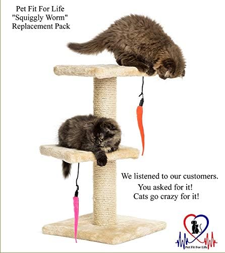 Pet Fit For Life 5 Piece Replacement Pack of Worms for Cat and Kitten Toy