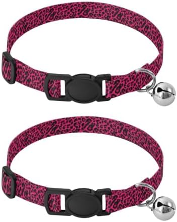 Leopard Spots Collar for Kitten, 2 Pack Cat Collars with Bell