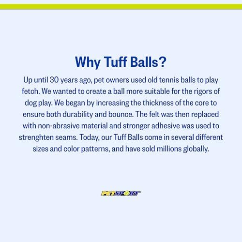 PetSport Jr Tuff Ball - Small Tennis Balls for Dogs, Great for Boredom & Aggressive Chewers, Dog Toy, Mini Tennis Balls for Small Dogs, Certified Non-Toxic, Won't Wear Down Teeth - 1.8" (12 Pack)
