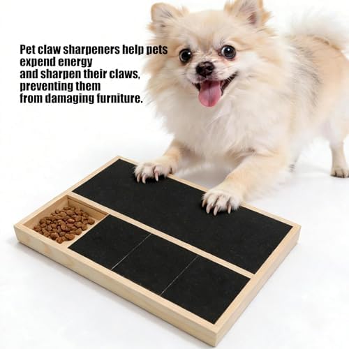 Dog Nails Grooming Board Multifunctional Removable Treat Dispenser and Scratch Training Tool Natural Wood Dog Scratch Board with Built-in Treat Dispenser for Gentle Nails Care