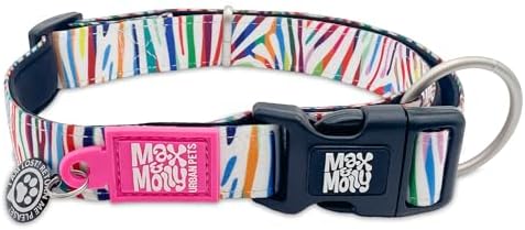 Max & Molly Urban Pets Smart ID Dog Collar - Soft Neoprene, Waterproof, Machine Washable, Power Buckle, Gotcha! QR Tag & Custom App Profile, Magic Zebra M