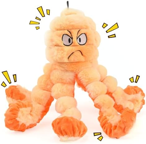 LIFLIX Squeaky Octopus Dog Toy, Large Soft Plush Toy for Indoor Dogs, Interactive Dog Toy to Keep Them Busy, Not for Aggressive Chewers, Orange