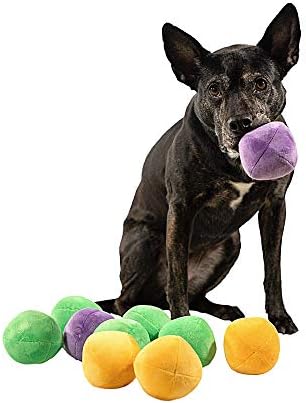 Midlee Squeaky and Crinkley 3 1/2" Plush Dog Balls, Set of 8