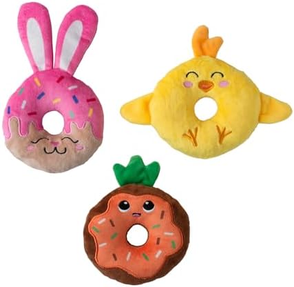 Fringe Studio Plush Dog Toy, 3 Pieces Set, Holey Donuts, Petshop Collection (662098)