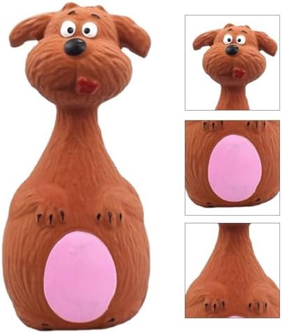 Interactive Dog Toys for Small Dogs, Rubber Latex Squeaky Toy with Cartoon Design, Bite Resistant Soft Chew Toy for Dogs Perfected for Play Teething for Small Medium Dogs (Brown Dog)