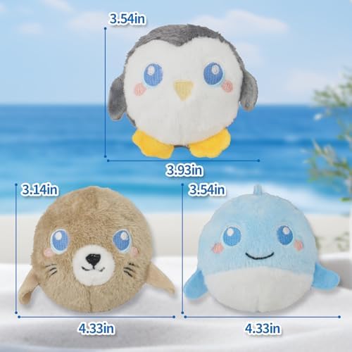 D KING D KING 3Pack Durable Plush Squeaky Dog Ball for Aggressive Chewers, Interactive Sound Dog Toy for Medium & Large Breeds, Tough Stitched Stuffed Chew Ball for Indoor & Outdoor Play(Ocean Ball)