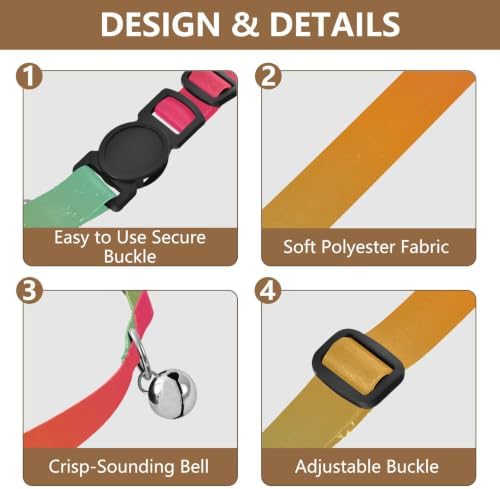 Green Red Gradient Cat Collars 2 Pack Comfortable Cat Collar Adjustable 10.6 to 17.1 Inches