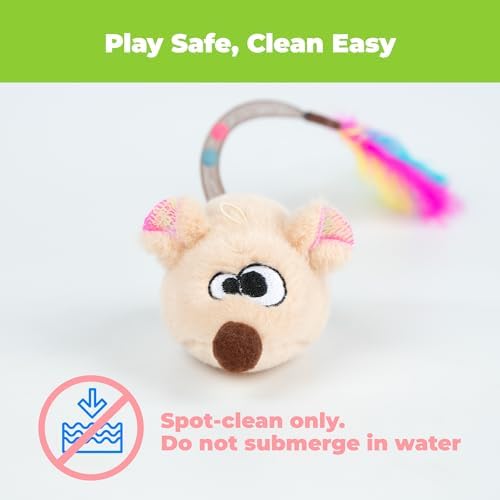 Catify Interactive Cat Toy - Squeaking Mice Set, Beige & Gray