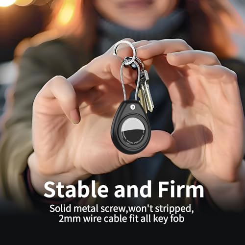 2 Pack for AirTag Keychain Holder, Anti-Scratch Waterproof Case Dog Collar | 1st/2nd Gen Air Tag Compatible,Hex Lock Secure,Metal Wire Cable,for Luggage Tracker,Pet Collar Charms,Backpack,Keys,Wallet