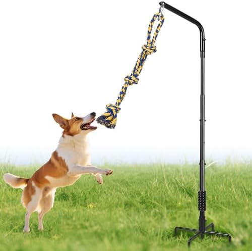 AugFir Tether Outdoor Dog Rope Toy with Strengthen Spring Pole, 3 Kinds Dog Tug of War Toys for Self Play and Interactive in Park, Yard, Lawn Rope, Suitable for Large Medium Small Dogs