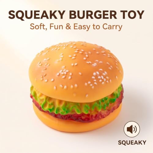 4 Pcs Bite-Resistant Dog Toys Squeaky Chewing Toys Tooth Cleaning Dog Supplies, Golden Retriever Teddy Pets, etc, Training, Sofa Damage Prevention, Hamburger Pet Toys Squeak Toys