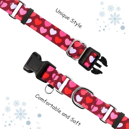 Valentines Martingale Dog Collar Pink Burgundy Heart Love, Large