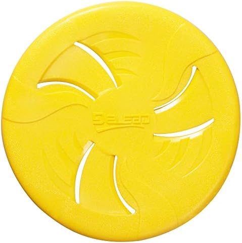 Indestructible Flying Discs, Interactive Dog Toy, Soft Lightweight Fetch Toys for Medium Large Dogs, Floats in Water & Safe on Teeth, 9 inch(Large, Yellow)