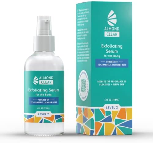 Almond Clear Level 2 Serum | Mandelic Acid Body Serum for Acne, Folliculitis, Aging Skin, Ingrown Hairs, Dark Spots on Face, Chest, Butt, Back, Thighs, Arms | 4 oz