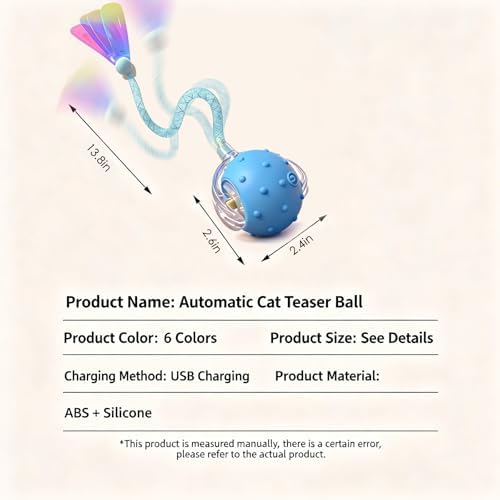 Interactive Cat Toys for Indoor Cats,3-Tails,Automatic Moving Kitten Toys