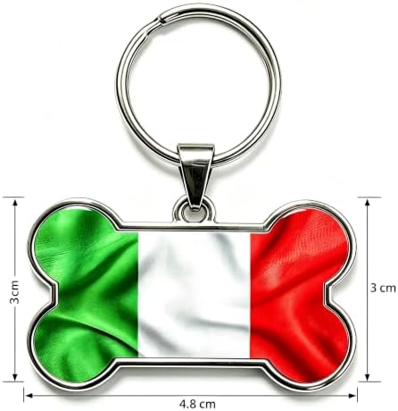 HSIAHOU Custom Pet ID Tags, Personalized Dog Tag Cat Tag(Italy Flag)