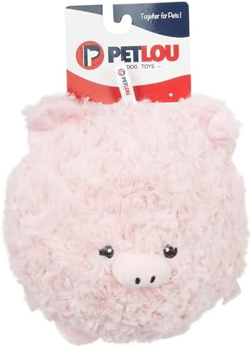Pet Lou Pig Ball, Pink, 8-inches Height, Squeak Toy, Plush, Pet Toys and Supplies
