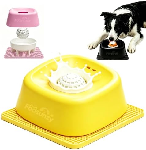 Slow Feeder Dog Bowl for Liquid & Wet Food with Rolling Ball