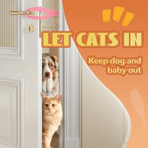 TGIOW Cat Door Latch, Cat Door Stopper Keep Open 2.5-6", 1 Pcs, Pink | Keep Dogs Out of Litter Box and Food, Door Prop for Cats with 5 Adjustable Sizes, Door Plate Included, Pet Gate Alternative