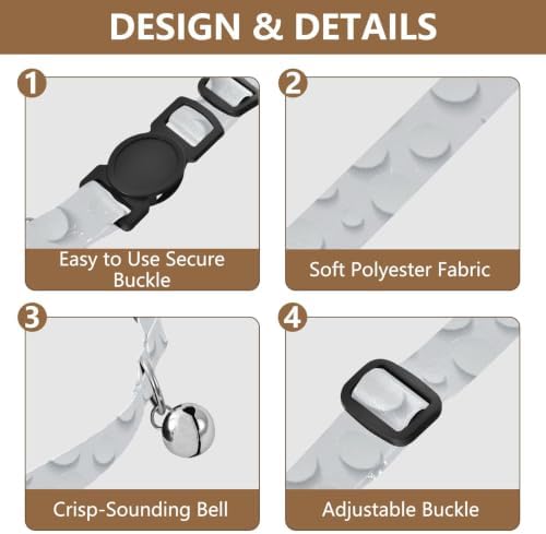 Bubble Texture White Metal Bell Included Dog Collar 2 Pack Lightweight Pet Collar for Cats and Dogs