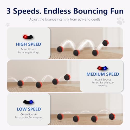 HETOO Interactive Dog Toys, Automatic Dog Balls with Remote Control, Smart Bouncing Ball, 3 Speed Levels, Indoor Puppy Toys to Keep Dogs Busy, Enrichment Toy for Small Medium & Large Dogs, 3.2 Inch