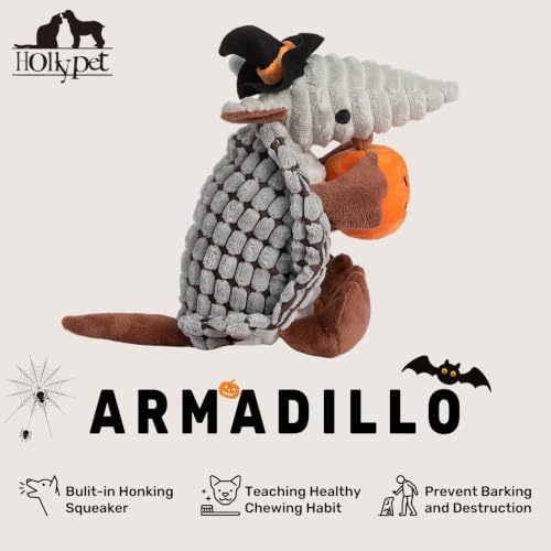 Hollypet Armadillo Squeaky Puppy Dog Toys for Small Medium Dogs, Halloween