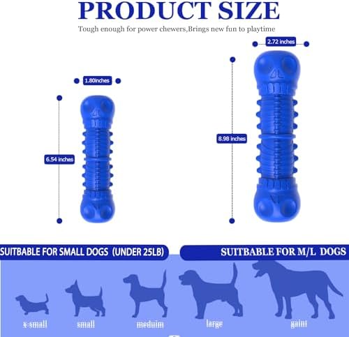 ZIKATON Dog Squeaky Toys for Aggressive Chewers, Durable Chew Toys for Large Medium Breed Dog, Tough Dogs Toys with Natural Rubber