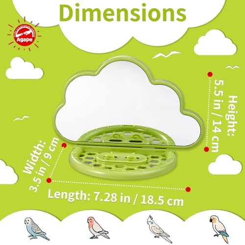 Agape Bird Mirror with Perch&Slow Feeder, Birds Toys for Boredom&Anxiety, Bird Cage Accessories for Parrots to Expend Energy, Interactive Toys for Parakeet, Cockatiel, Lovebird, Conure, Finch, Budgies