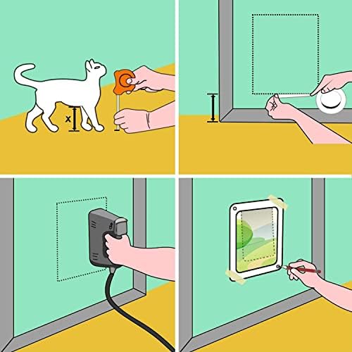 Sailnovo Cat Door for Interior/Exterior Door(Outer Size 7.48"x7.87"), 4-Way Locking Cat Flap, Quiet, ABS Material,Weatherproof Pet Doors for Cat/Doggie(Circumference<15.75"),White,Secured Installation