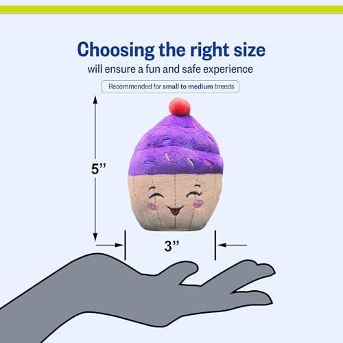 PetSport Tiny Tots Happy Birthday Cupcake Plush Dog Toy with Squeaker - Puppy Toys, Interactive, Super Soft Plush, Made for Small Dogs - 4.5"