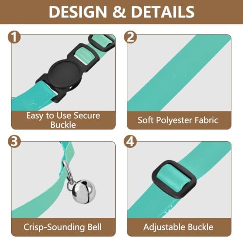 Turquoise Gradient Comfortable Cat Collar, 2 Pack Kitten Bell Collar