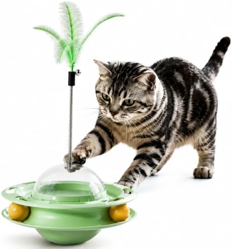 Interactive Cat Toy Puzzle Feeder Slow Feeder Treat Dispenser Toy (green)