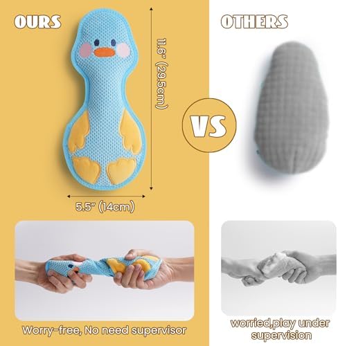 Nocciola Duck Squeaky Dog Toy, New 2025 Indestructible Dog Toy for Aggressive Chewers, Stuffed Toy with Two Tough Layers, Minky Plush for Comfort and Chewing, Yellow
