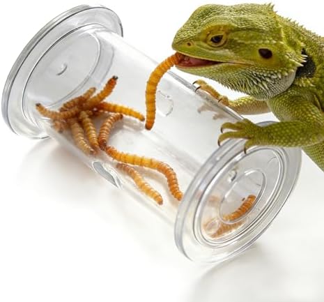 Reptile Treat Feeder Toy 3 Pack,Rolling Clear Insect Dispenser for Lizards, Geckos, Bearded Dragons & Small Reptiles – Interactive Mealworm Feeding Tube for Enrichment and Slow Feeding