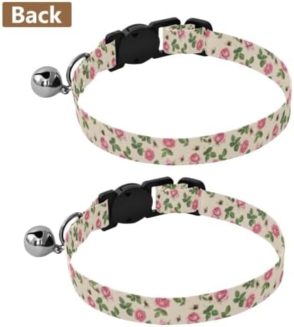 Roses Green Leaf Metal Bell Included Cats Collar 2 Pack Lightweight Pet Collar for Cats and Dogs
