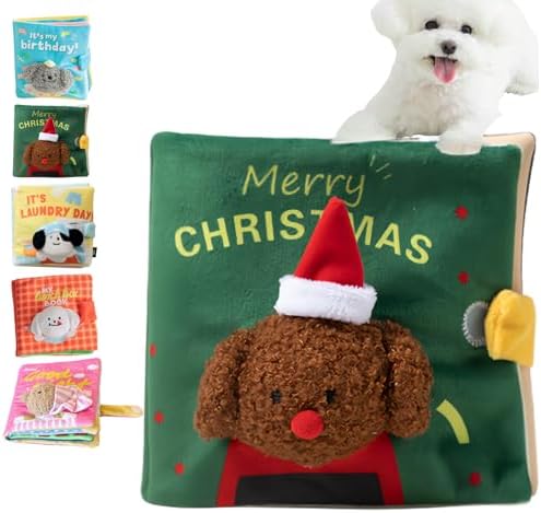 Cute Dog Birthday Toy Squeaky Snuffle Mat for Small Medium Dogs Interactive Plush Book Treat Puzzle for Puppy Crinkle Gifts (Green)