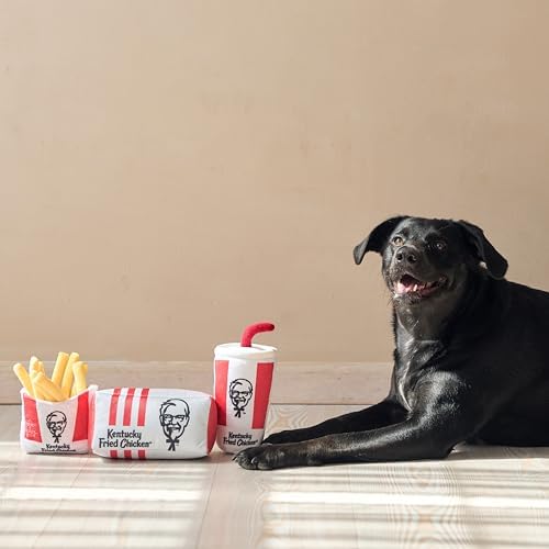KFC Chicken Box Meal – 3-Piece Dog Toy Set - Chicken Box, French Fries & Soda – Fun Food-Themed Crinkle & Squeaky Interactive Plush Toys for Medium Dogs & Gentle Chewers