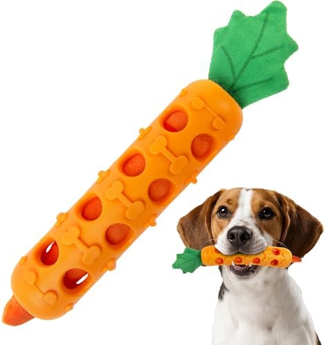 Fida 2-in-1 Puppy Teething Toys, Natural Rubber Chew Toys for Dogs, Carrot